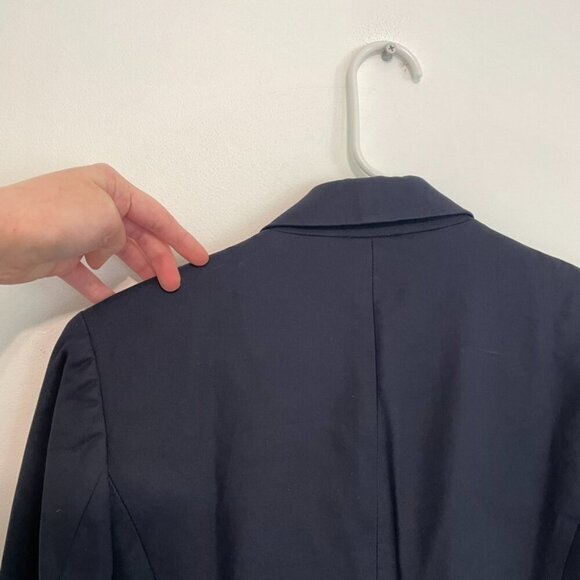 J. CREW Solid Navy Blue Striped Lining Two Button 100% Cotton Work Blazer Jacket - Picture 13 of 16